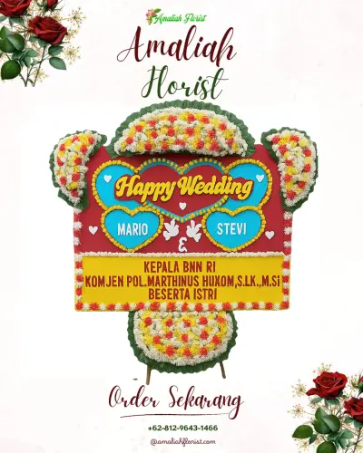Karangan Papan Bunga Pernikahan di Krandon